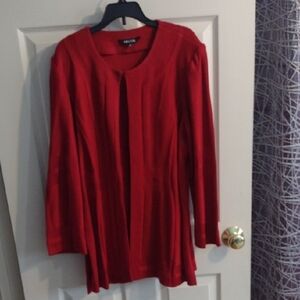 Misook Vibrant Red Open Front Jacket
